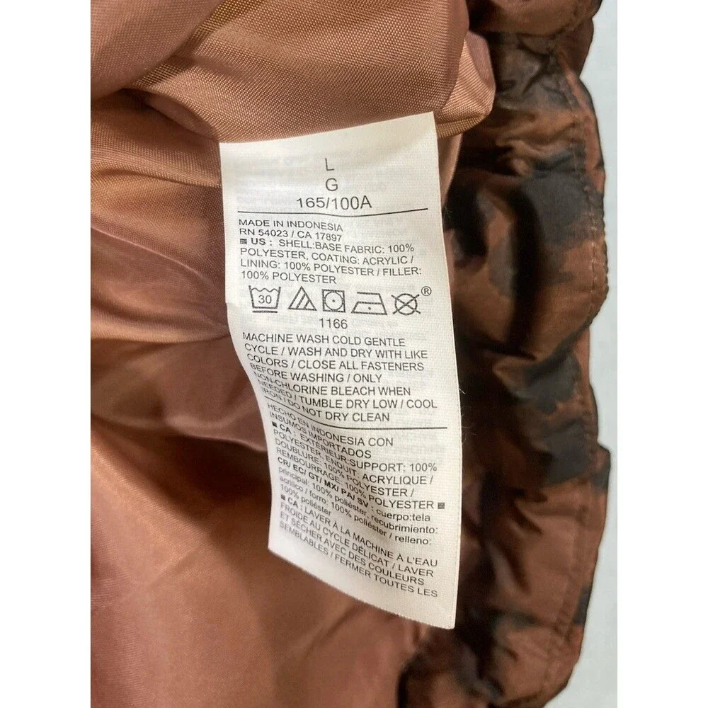 Old Navy Women’s Large Brown Black Animal Print Puffer Vest Sleeveless Pockets - Picture 7 of 7